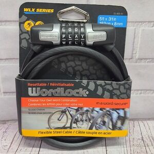 WordLock WLX Series 5ft Resettable Word Combination Bike Cable Lock CL-605-A1